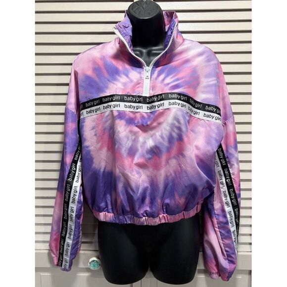 Rue 21 Pink/Purple Tie Dye Pullover 1/4 Zip Size M Long Sleeve Baby Girl Graphic - Picture 1 of 7